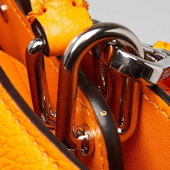Fendi Orange Pebbled Leather Small Peekaboo Iseeu XCross Satchel Bag 7VA582 - Picture 7 of 12